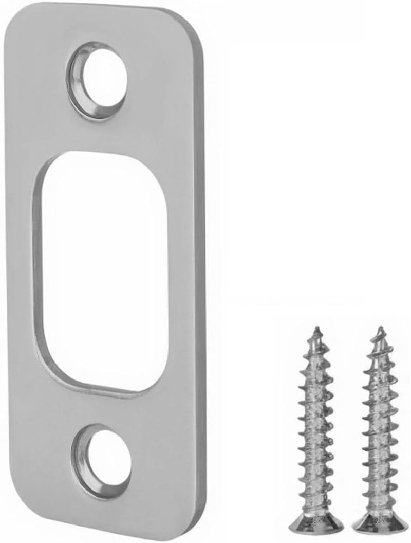 Siwil Round Corner Deadbolt Strike Plate, 1" X 2 1/4“ Door Backplate, Stainless Steel – 1 Pack, Brushed Nickel - Image 1